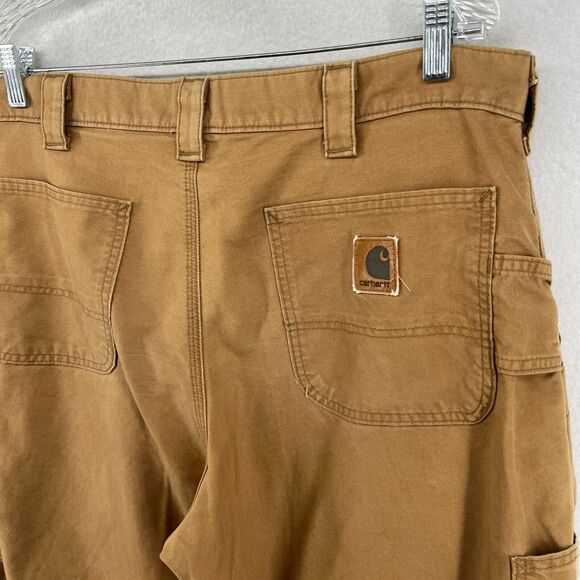 CARHARTT Pants Mens 36X30 Utility Work Loose Fit Cargo Canvas Cotton Brown - Picture 6 of 15